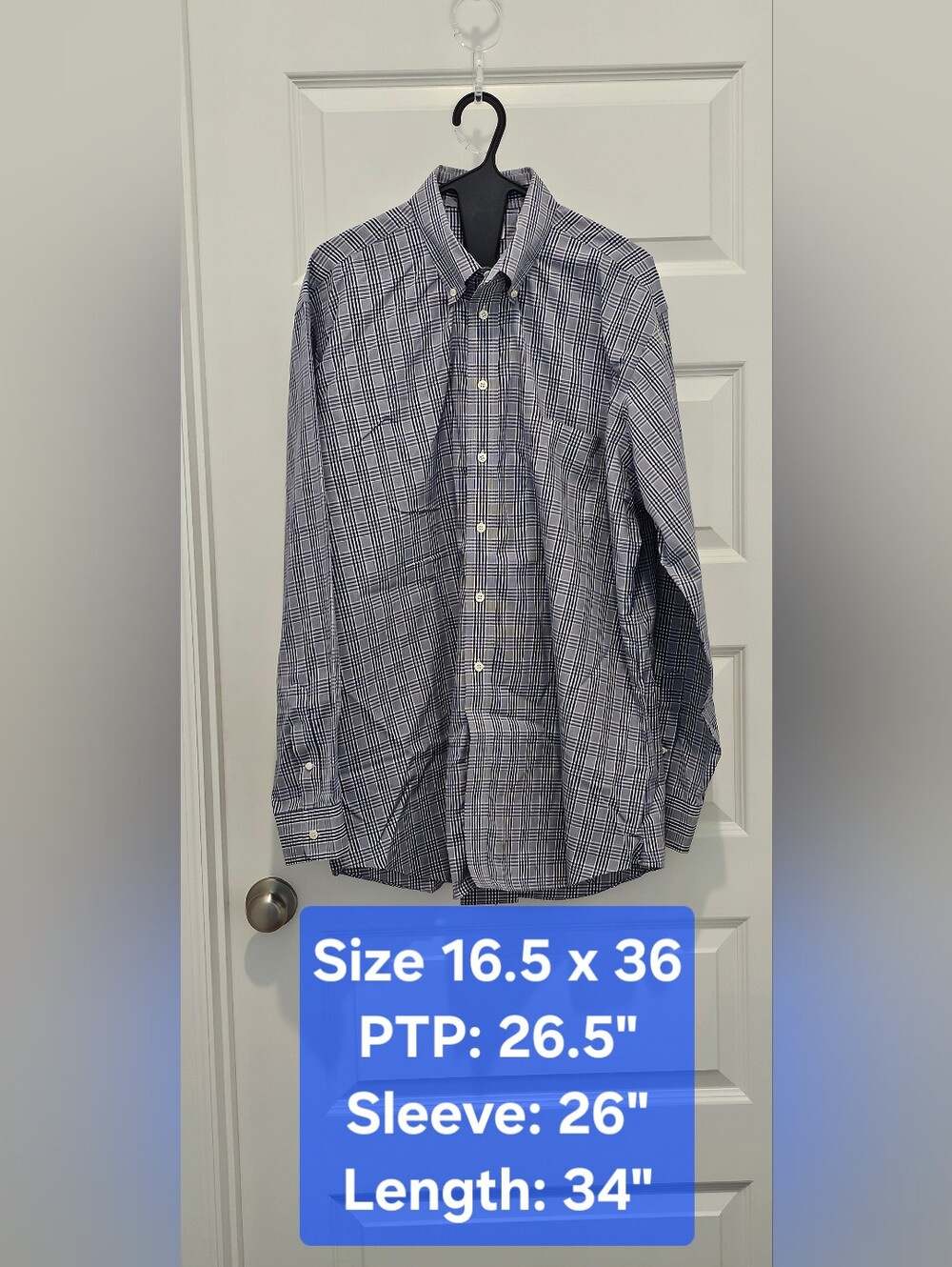 Paul Fredrick Men's Plaid Button Down LS Dress Shirt Like New 16.5 36 Tall